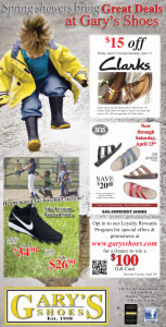 Advertisement design by Graphic Artist Dallas Price for Gary's Shoes. Published in The Richfield Reaper 04/03/2013.