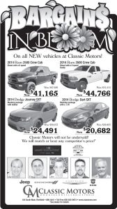 Design by Graphic Artist Dallas Price for Classic Motors. Published in The Richfield Reaper 04/09/2014.