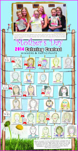 Mother's day coloring contest page. Published in The Richfield Reaper 05/07/2014.